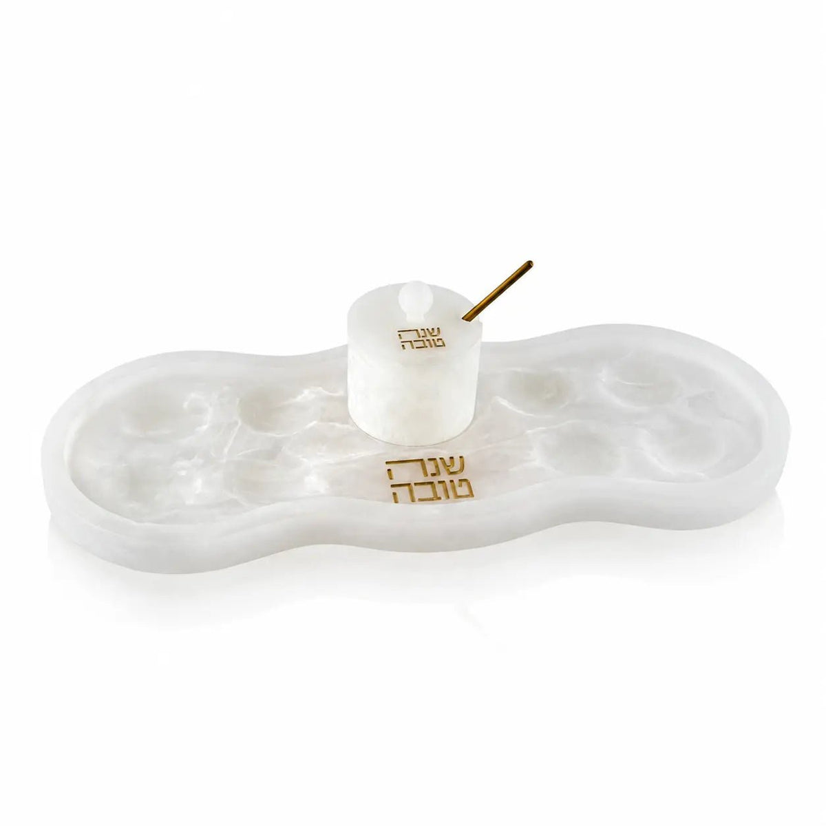 Rosh Hashanah Curve Resin Simanim Tray (Marble)
