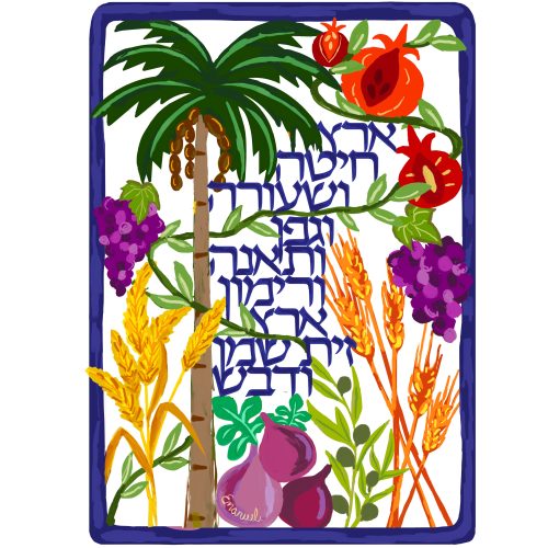 Metal Wall Hanging - 7 Species "Eretz Hittah v'seorah