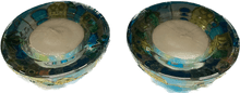 Pair Of Colored Glass Tealight Holders - Jerusalem Blue