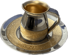 Stainless Steel Mayim Achronim Set-Gold-Pomegranate Design-5.5"H