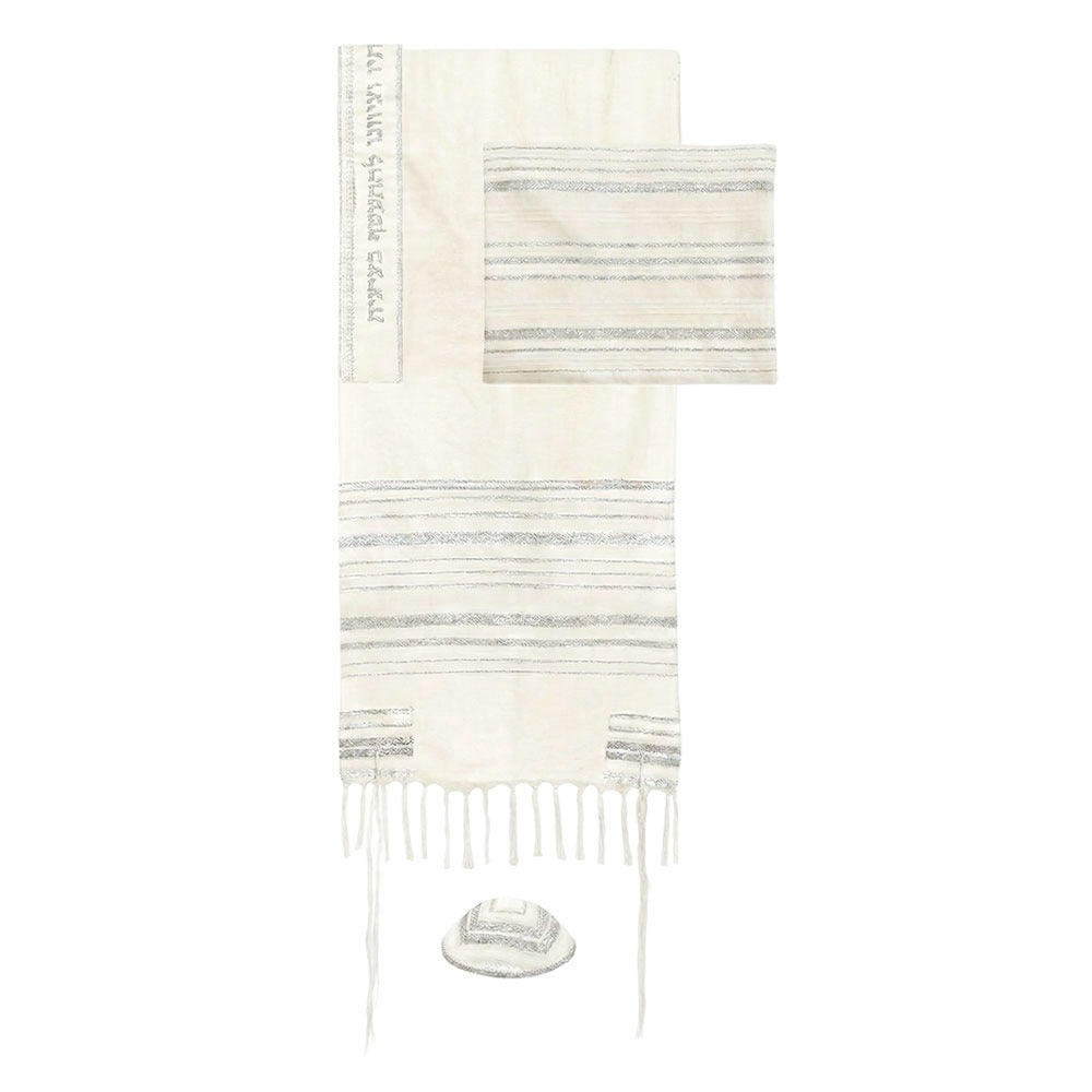 Emanuel Hand-Woven Tallit-- White