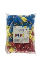 Small Wooden Dreidels-Asst. Colors red/blue/yellow -100 Pack