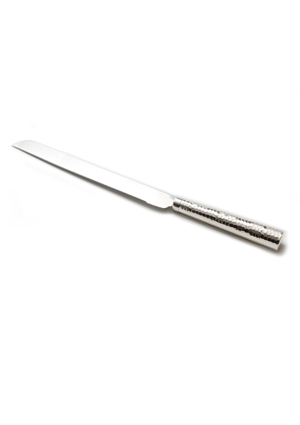Challah Knife-Round Hammered Designed Handle-Nickel Plated-Silver Handle
