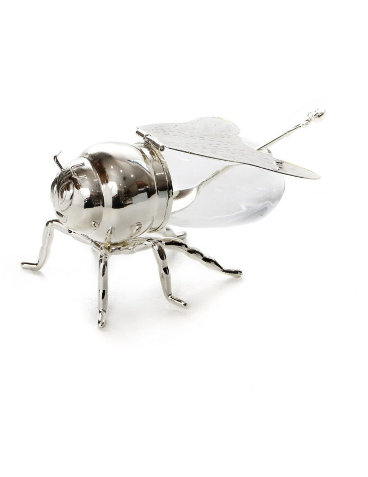 Glass/Silver Bee Shape Honey Dish
