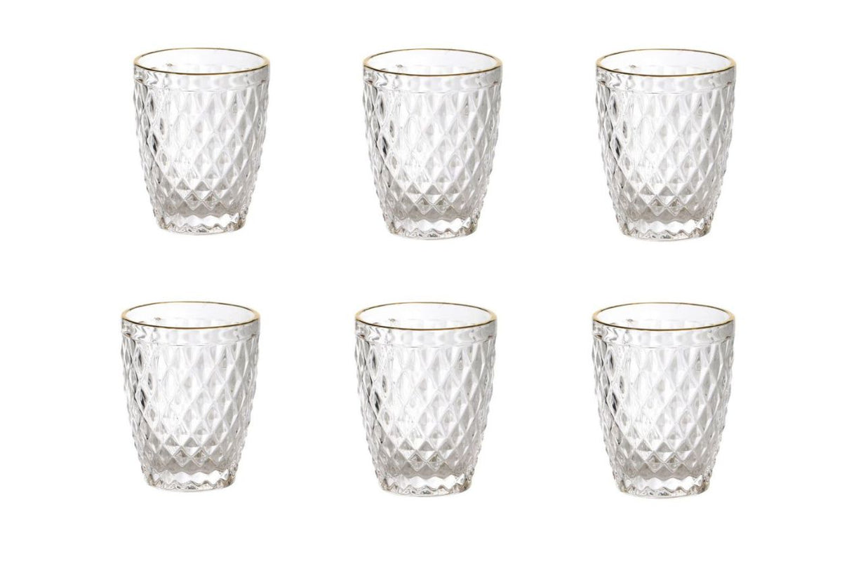 Set of 6 Glass Kiddush Cups 250ml