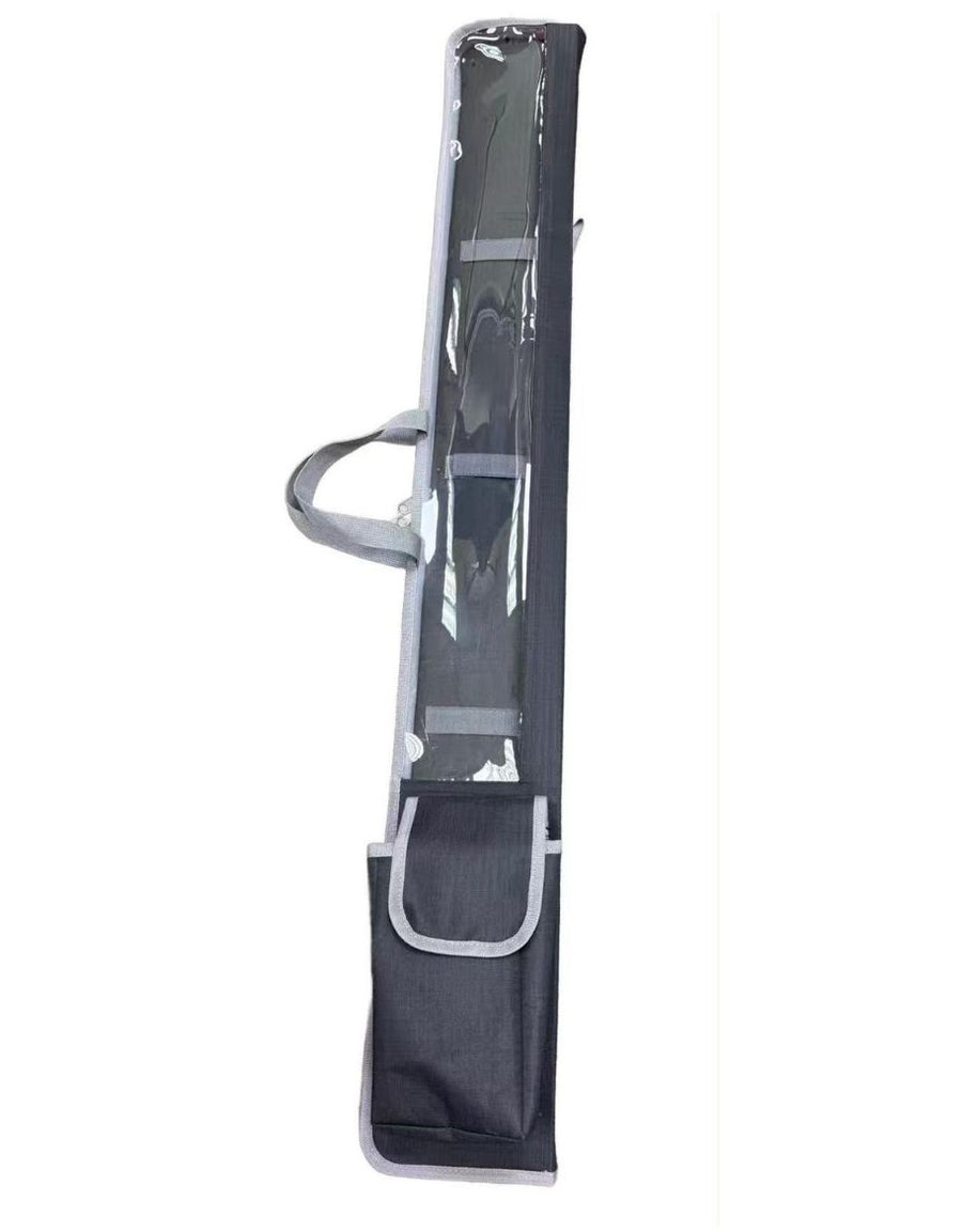 Fabric Lulav Holder with Shoulder Strap and Esrog Pouch 47" Long Black with Gray Trim