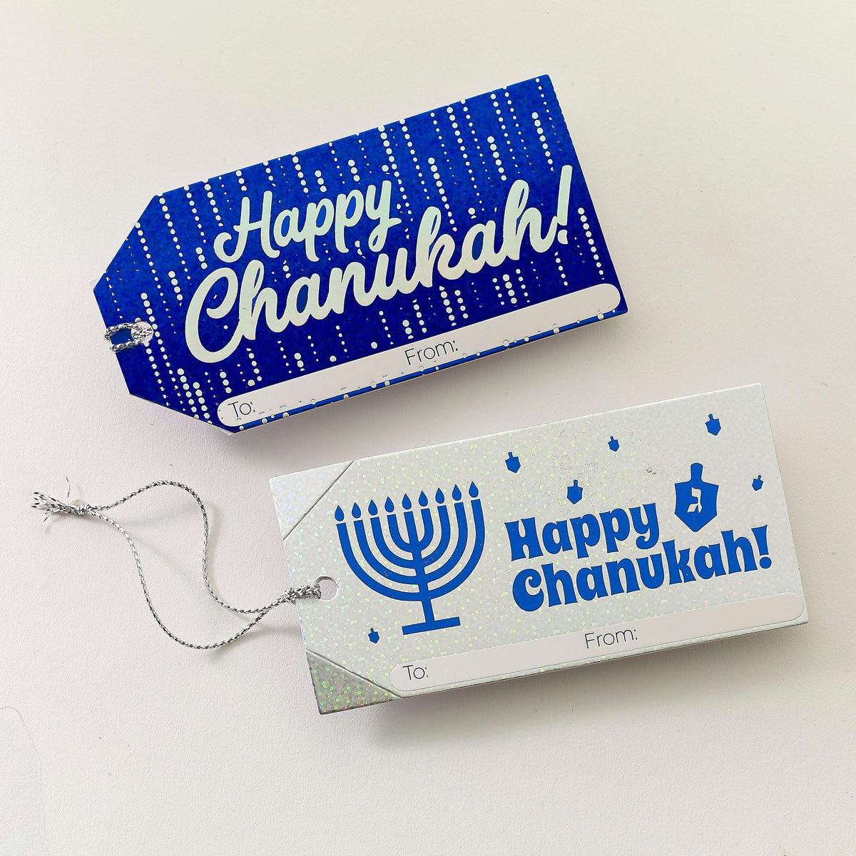CHANUKAH GIFT TAGS,BLUE FOIL,4x2,8/PACK,HEADR