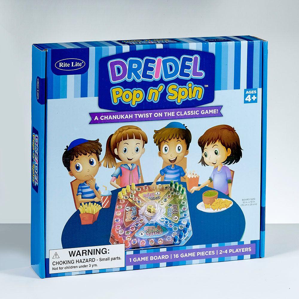 CHANUKAH GAME, "DREIDEL POP & SPIN", PLASTIC, 10" X 10",COLOR BOX