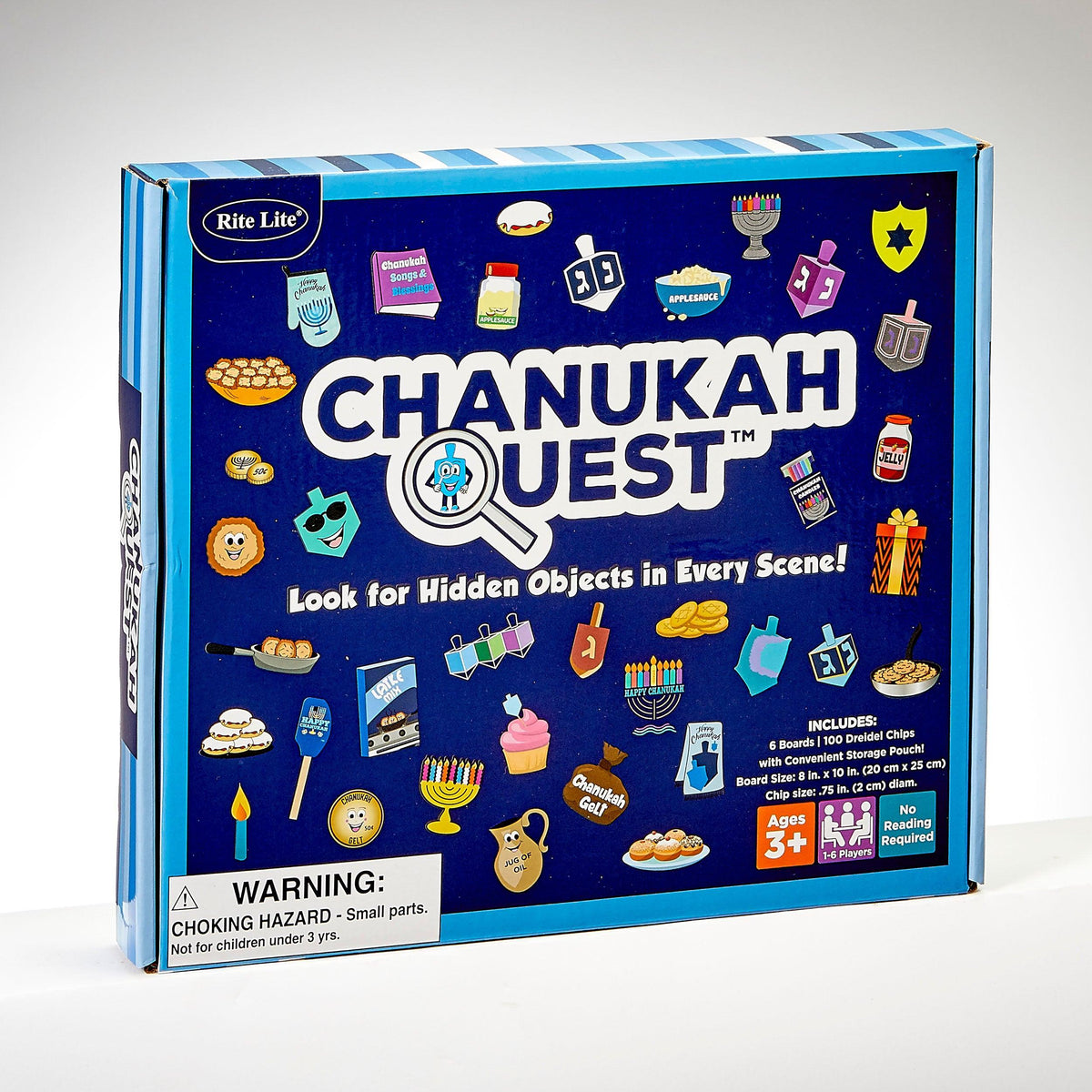 CHANUKAH QUESTTM GAME, 6 BOARDS 8" x 10",100 CHIPS, BAG, COLORBOX