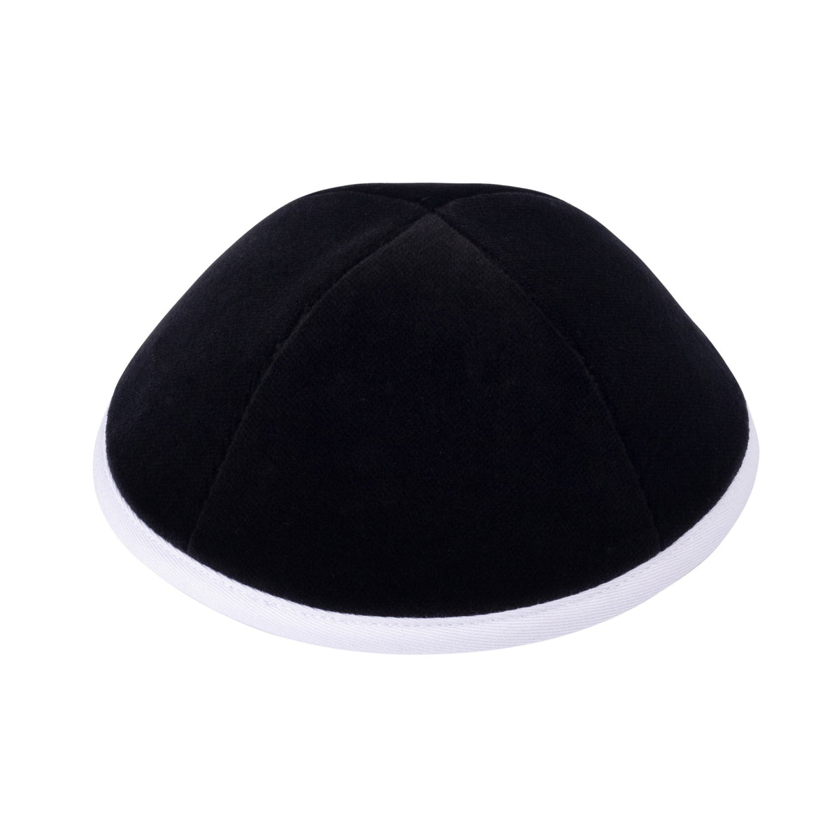IKIPPAH BLACK VELVET W/ WHITE COTTON RIM YARMULKE