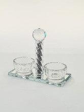 Crystal Salt & Pepper Dish-Silver Design