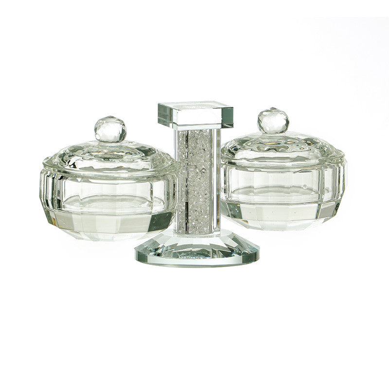 Crystal Salt Dish With Lid-Stone Design