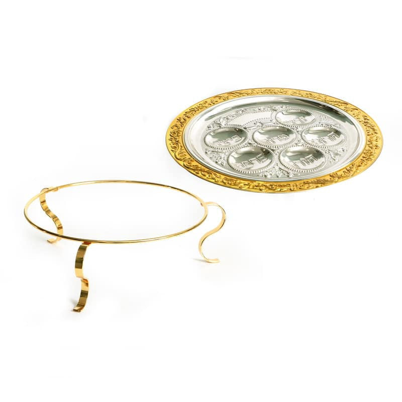 Pesach Matzah Plate Stand-Gold