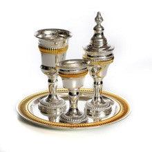 4 pc. Silverplate Havdalla Set-Gold Lines