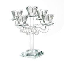 5 Branch Crystal Candelabra-8"H