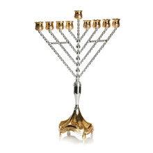 Silverplate Menorah-Gold Design-Chabad 19"