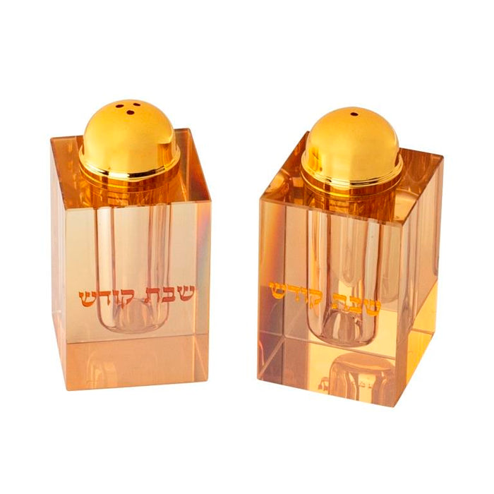Crystal Salt & Pepper Shakers-Amber Color