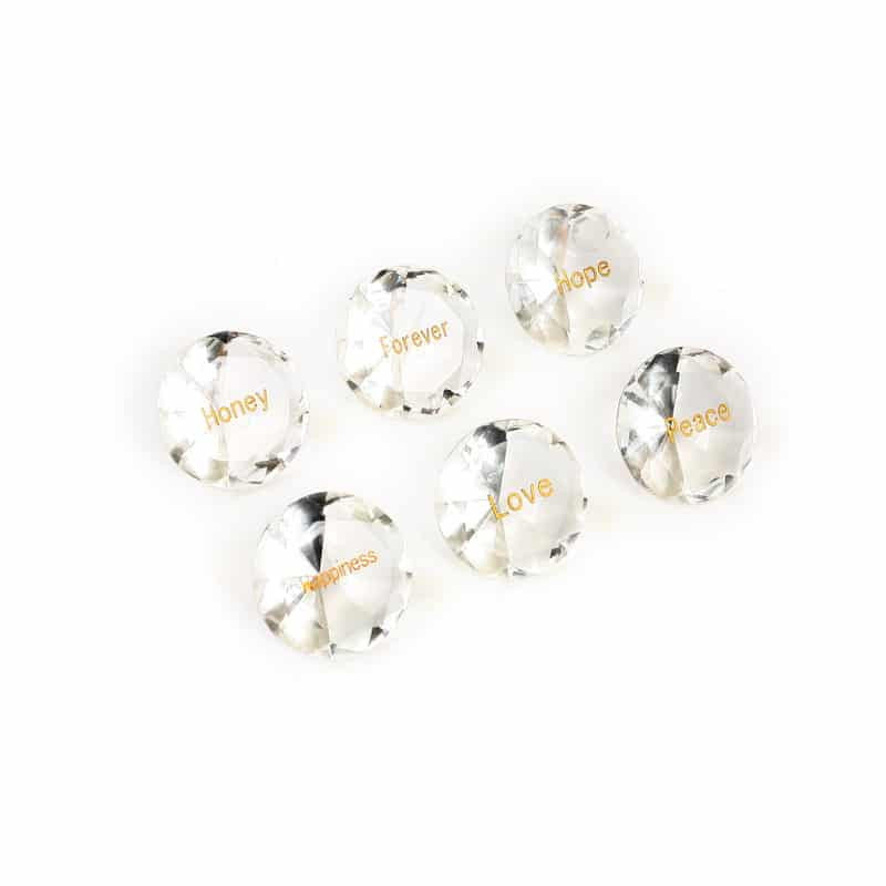 Set of 6 Crystal Diamond Shaped Napkin Weights-- Blessings -English
