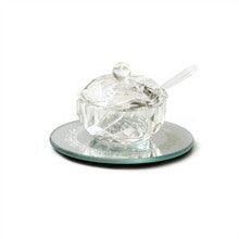 Small Crystal Honey Dish with Coaster