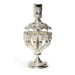 Silverplate Filigree Kiddush Fountain-- 6 Cups-Grapes Design-20"