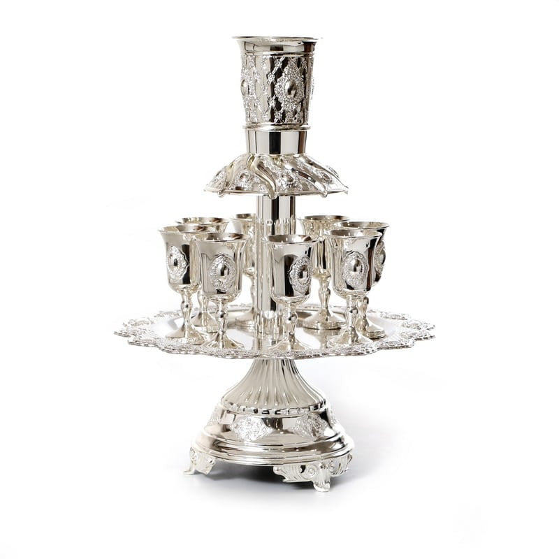 Silverplate Kiddush Fountain-- 8 Cups-On Stem