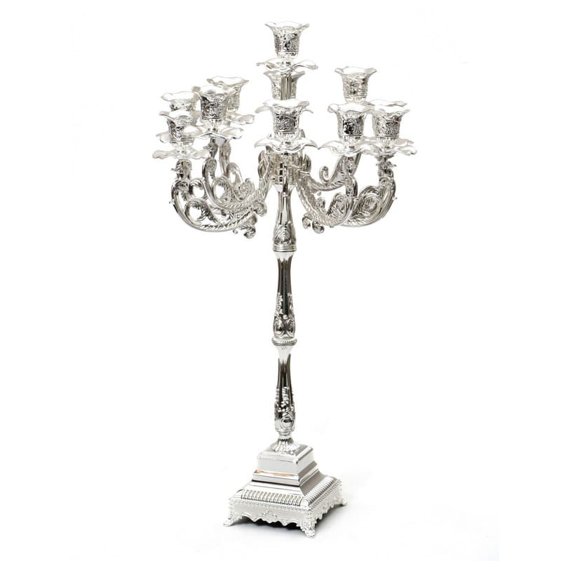 11 Branch Silverplated Traditional Candelabra-- 24"