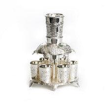 Silverplate Jerusalem Design Kiddush Fountain-- 6 Cups