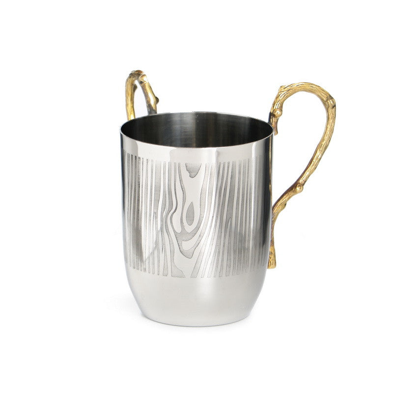 Stainless Steel Washing Cup- Silver-Brass handles
