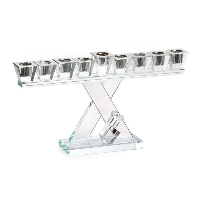 Crystal Menorah w/ Dreidal Design-14"x8"h