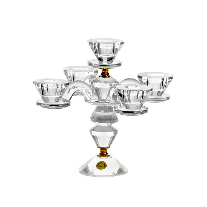 5 Branch Crystal Candelabra- 9.5"