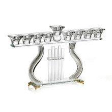 Crystal Menorah w/ Crushed Glass-Gold-15"x8"h