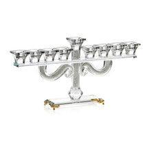 Crystal Menorah w/ Crushed Glass-Gold 15"x7"h