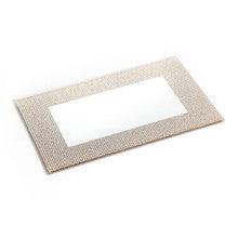 Mirror Candlestick Tray-Gold-Diamond Design 10.5"x6.5"
