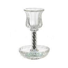 Crystal Kiddush Cup Set- Silver Accent 7"