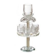 6 Cup Crystal Kiddush Fountain-Gold 12"