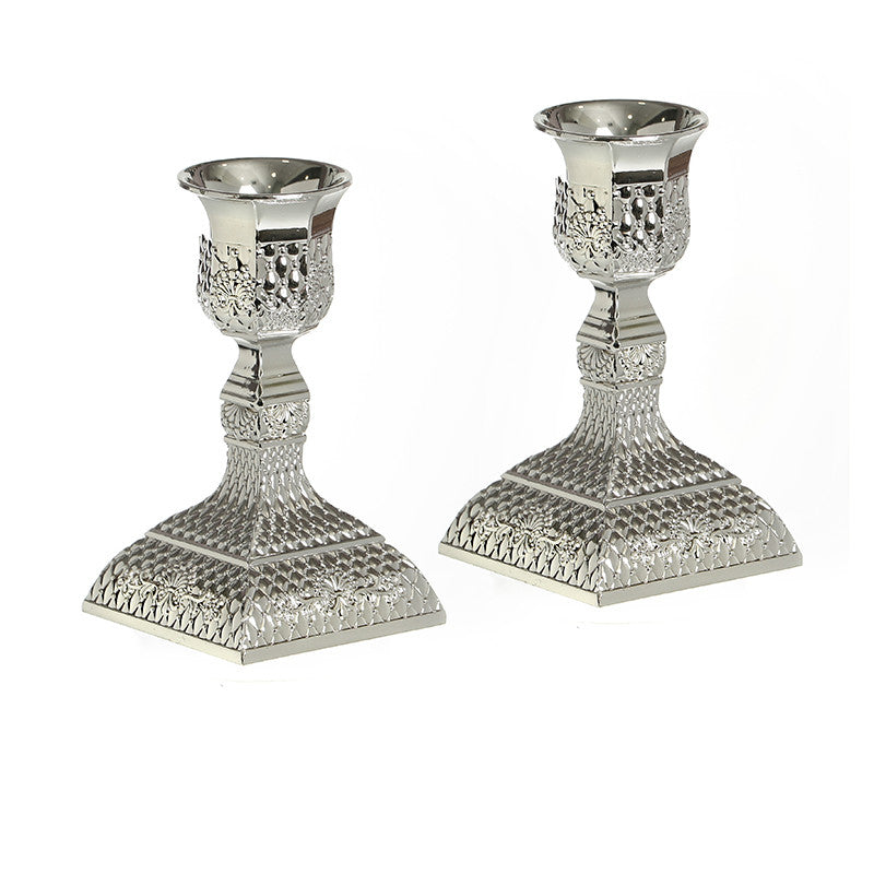 Silverplate Filigree Candlesticks 4"
