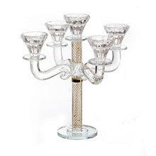 5 Branch Crystal Candelabra-Gold Stones Design
