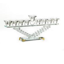 Crystal Menorah w/ Gold Feet-Square Design 6"h