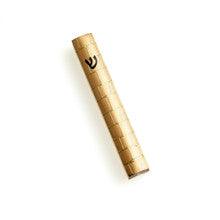 Gold Metal Mezuzah Case 12cm-Jerusalem Stone Design