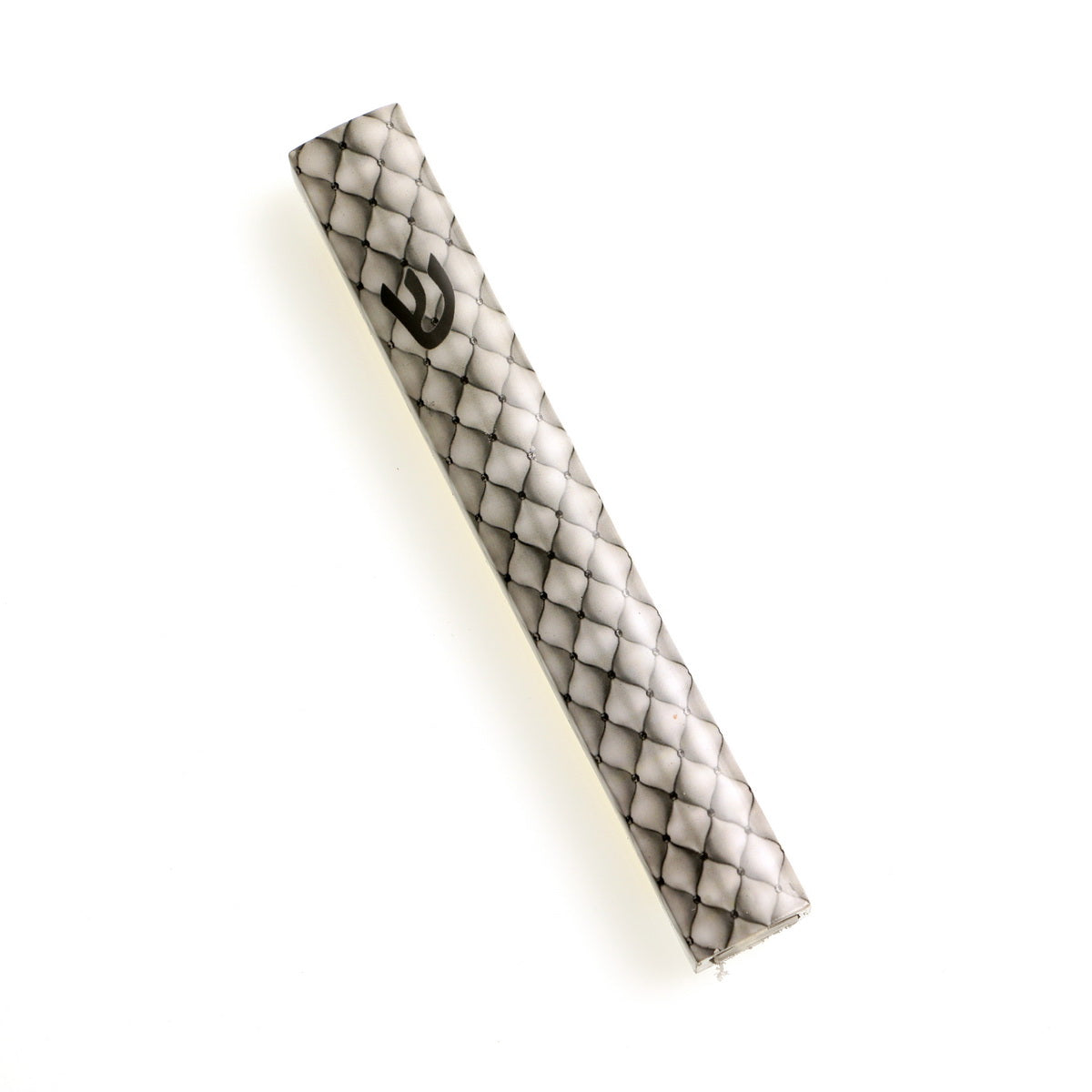 Metal Mezuzah Case 15cm-Silvertone Diamond Design