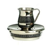 Silverplate Enamel Mayim Achronim-Black Curve Design