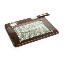 Wood and Silver Plated Challah Board with Knife-Pillow Design