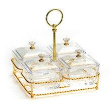 Dip Bowl Set-4 Glasses on Stand W/ Spoons