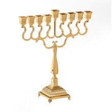 Goldplated Menorah for Candles Square Design-9"
