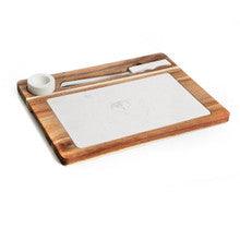 Wood/Marble Challah Board with Marble Salt Dish