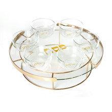 RAISED GLASS SEDER PLATE-GOLD STAND 16 " X 6"