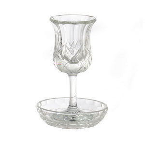Crystal Kiddush Cup on Stem w/ Plate
