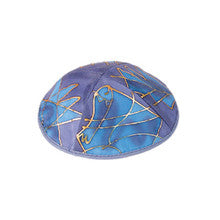 Blue Tribes Silk Painted Kippah