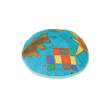 Turquoise Tribes Silk Painted Kippah