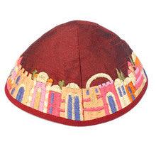 Red and Colorful Embroidered Kippah